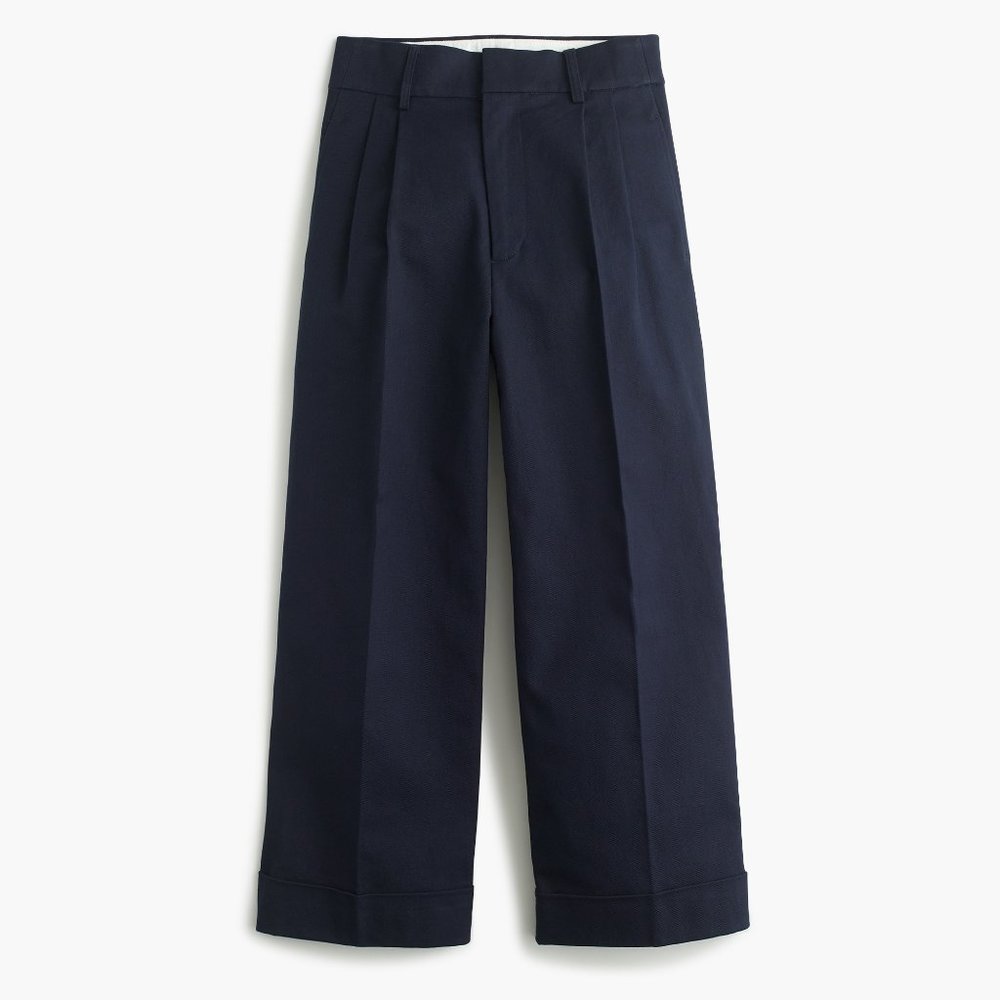 NWT J Crew Wide Leg Cropped Pant in Stretch Twill